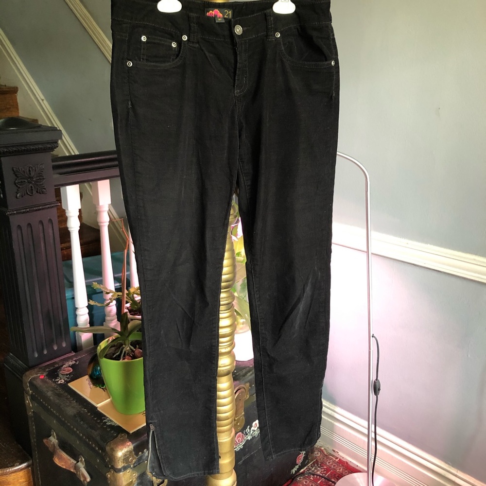 Vintage Forever 21 Corduroy Black Pants w/ Zippers